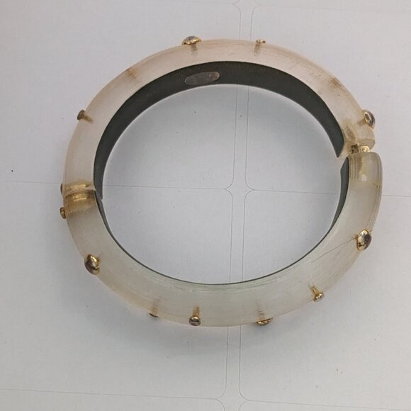 ALEXIS BITTAR Resin Metal Dotted Stud Hinge Clamper Bangle Bracelet - Picture 5 of 8